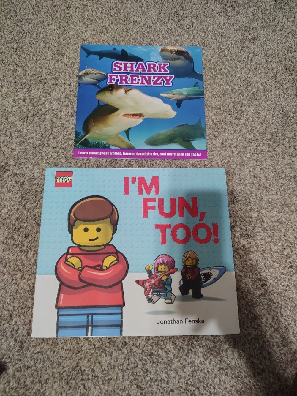 Children books: sharks and lego